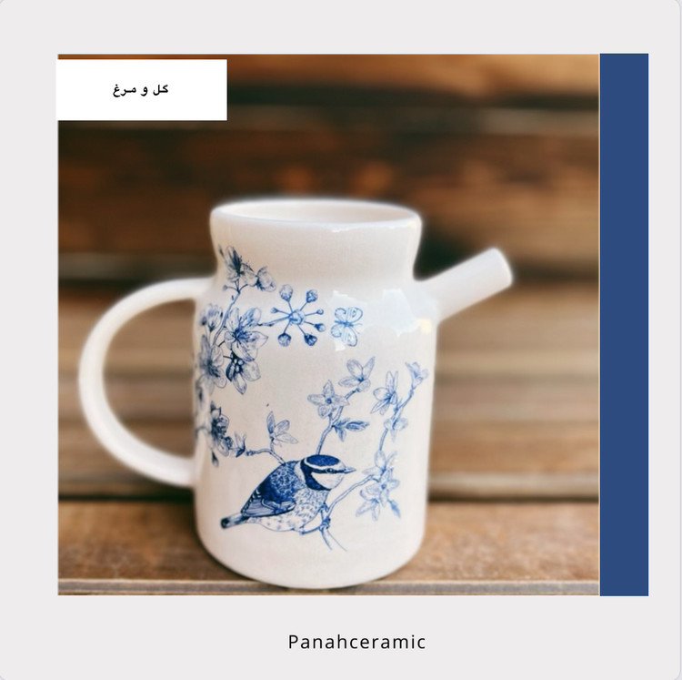 آبلیمو خوری سرامیکی گل و مرغ سرمه ای(پس کرایه)