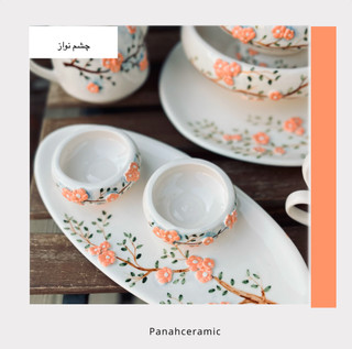 کاسه ی کوچک سرامیکی گل برجسته شکوفه های بهاری (پس کرایه)