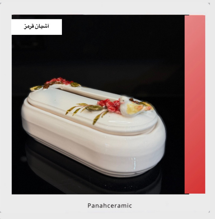 جعبهی دستمال کاغذی سرامیکی طرح آشیان قرمز