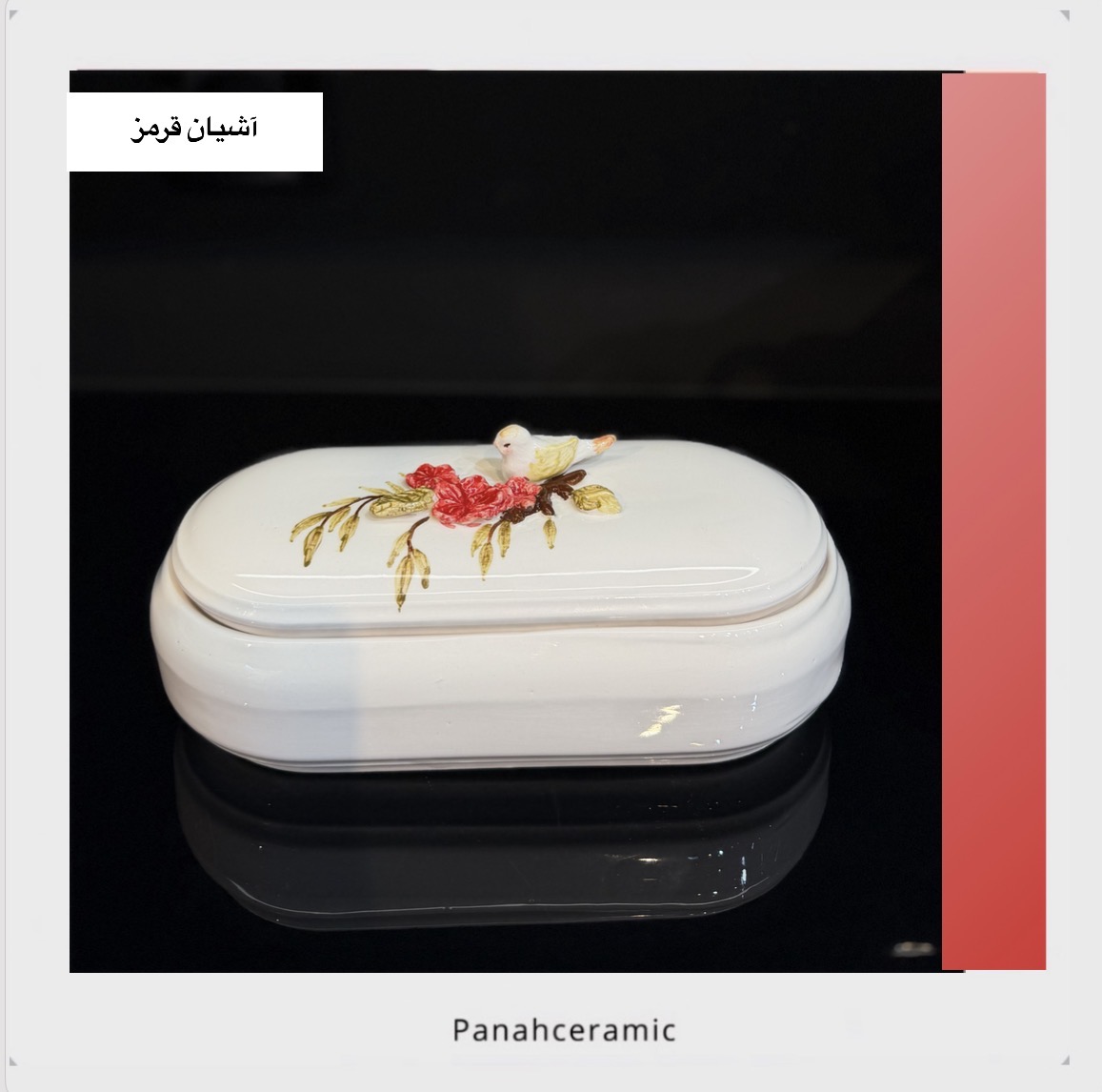 جا کاردی و ظرف بیسکوییت سرامیکی طرح آشیان قرمز